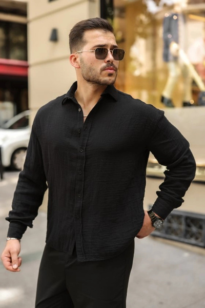 Generic Brand Men's relaxed fit cotton muslin shirt