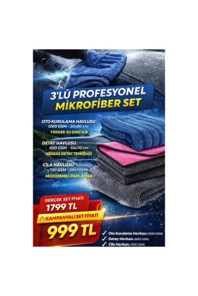 MF SuperClean Mikrofiber Oto Bez Seti - Premium Paket - Kurulama-Cila-Detay H...