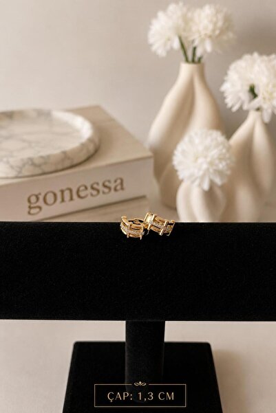GONESSA Xuping Stone Detailed Gold Stainless Earrings