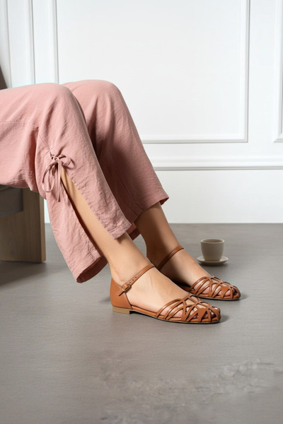 CUCA Sandale de damă casual cu curele la gleznă cu cataramă din piele naturală