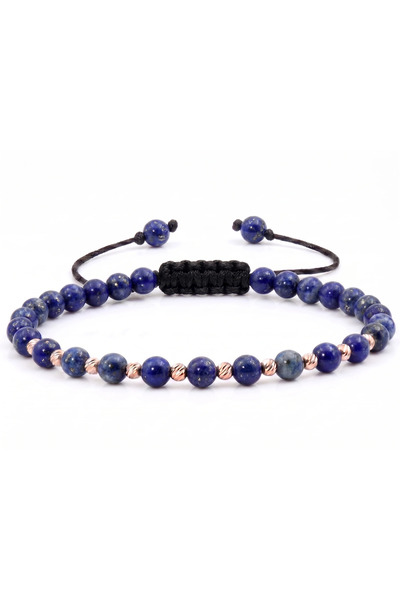 MANAVA Bratara cu 10 bile de Aur 14k si Lapis-Lazuli