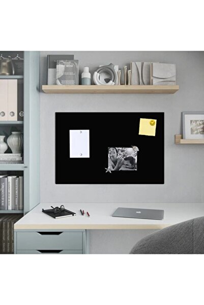 Dünya Magnet Magnet Panosu, 50x70 cm Dekoratif Mıknatıslı Pano, Siyah, Metal Pano