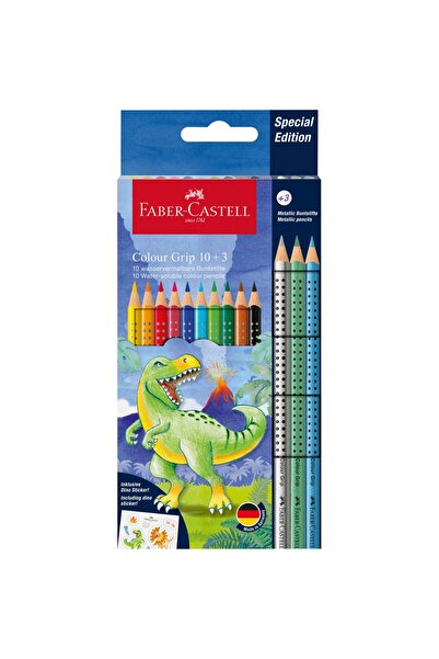 Faber Castell Creioane colorate Faber-Castell 10 + 3 Cul Grip 2001 cu dinozauri