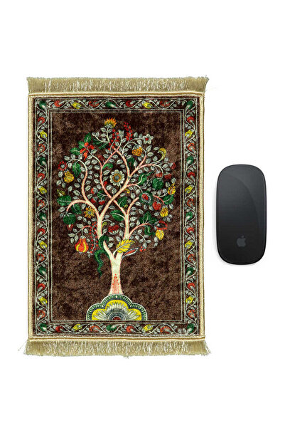 Bursa İpek Kahverengi Dekoratif Küçük Halı Mousepad