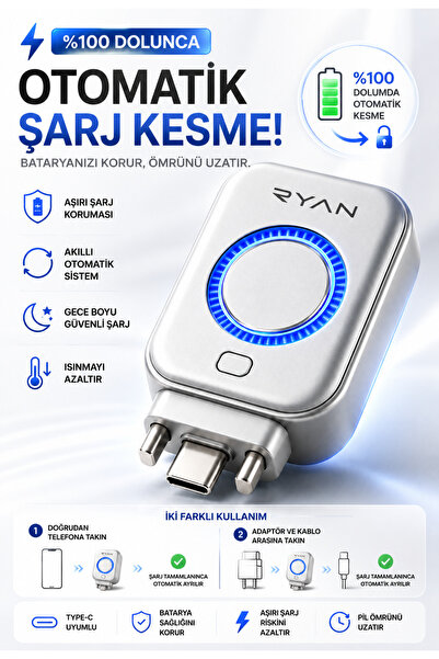 Ryan Type-C Batarya Koruma Cihazı Otomatik Şarj Kesici Telefon Tablet Powerba...