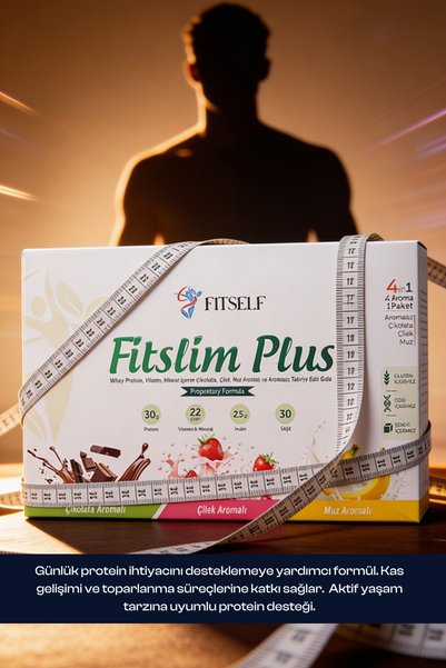Fitself Fitslim Plus Whey Protein Powder 30 Sachets Chocolate Strawberry Banana Flavored + Shaker Gift
