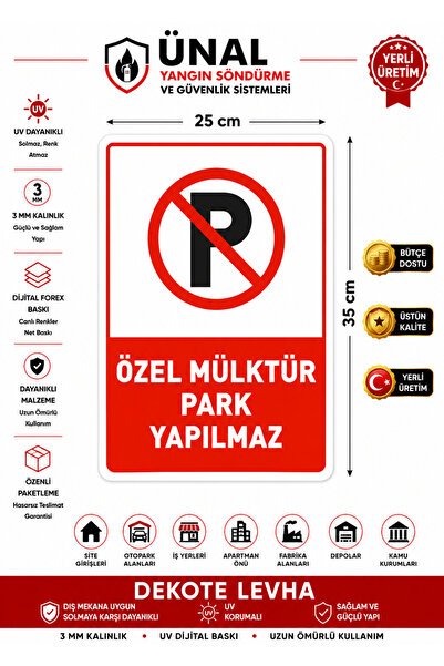 ünalgrup Park Etmek Yasaktır Uyarı Levhası 25x35 cm Dekota İkaz Tabelası Otop...