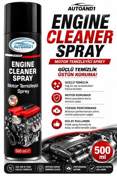 AUTOAND1 Hızlı Etkili Motor Temizleme Spreyi 500 ml – Yağ ve Kir Yok Edici !!