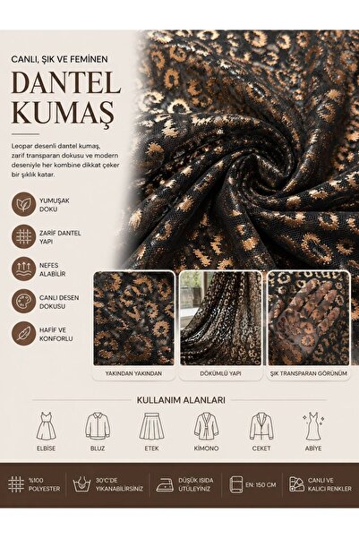 MODELİSA KADIN LEOPAR DANTEL KUMAŞ