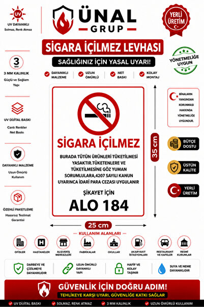 ünalgrup Sigara İçilmez Uyarı İkaz Levhası 25*35 Cm