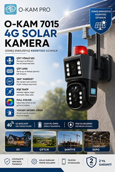 SLTECH OKAM 7015 3MP+3MP 2 Kameralı Solar Güneş Enerjili Ptz 4g Sim Kartlı Se...