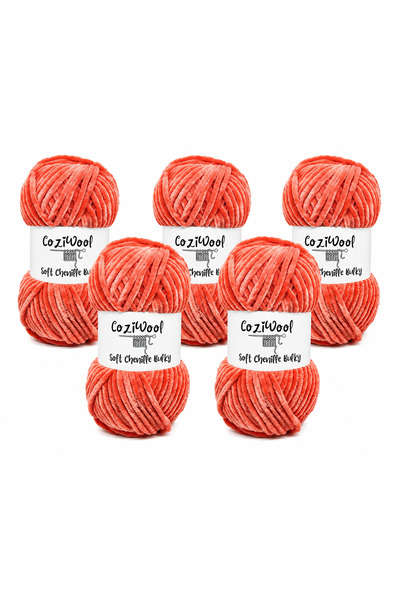 Coziwool Kadife El Örgü İpliği Soft Chenille Bulky 5'li paket, 5X100 Gr. 120 ...