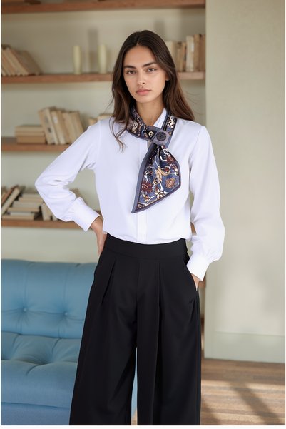 Walkenzo Eșarfă de damă Lumina cu model floral etnic și textură mătăsoasă – Eșarfă pentru gât