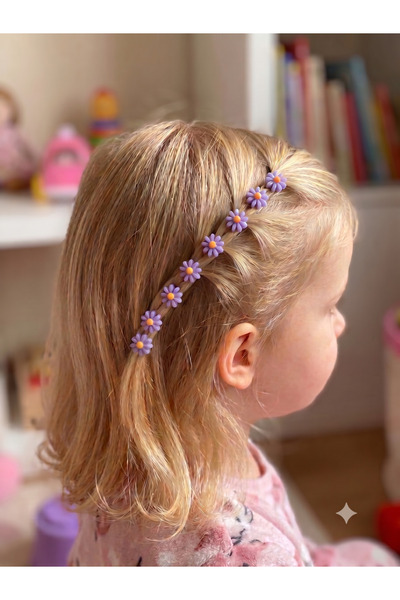 GLOWILLA 8'li Set Papatya Model Mini Toka Çocuk Saç Aksesuarı / Çiçek Saç Küpesi