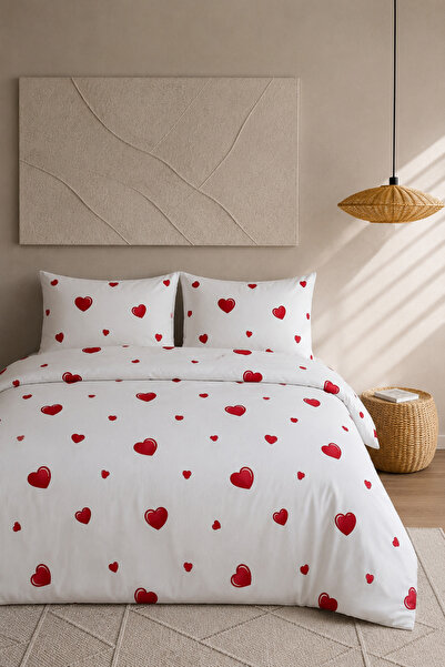Boreas Home طقم غطاء لحاف مزدوج مع ملاءة قطنية مرنة على شكل قلب صغير مقاس 200...