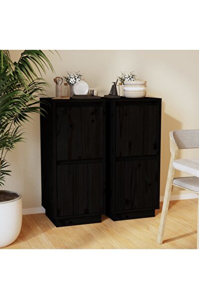 Concept Servante, 2 buc., negru, 31,5x34x75 cm, lemn masiv de pin
