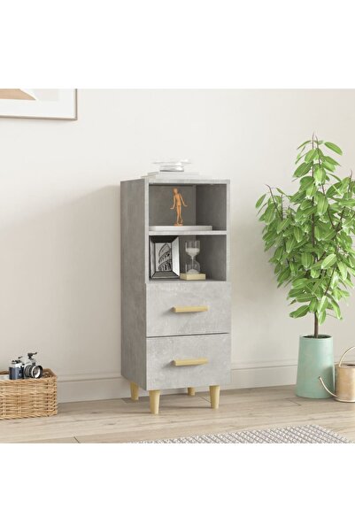 Concept Servantă, gri beton, 34,5x34x90 cm, lemn compozit