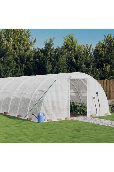 Concept Seră cu cadru din oțel, alb, 72 m², 18x4x2 m