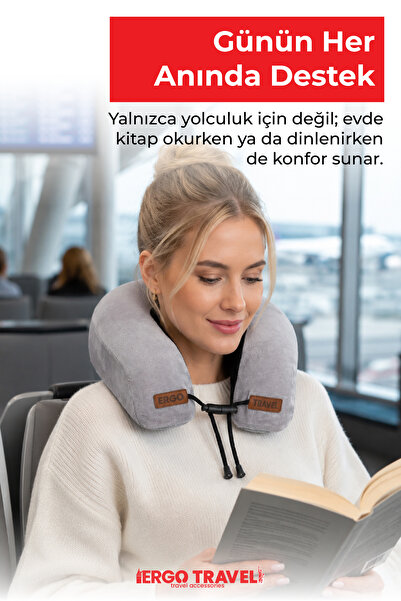 Viscofoam Lux Ortopedik Seyahat Yastığı Visco Boyun Destekli Seyahat Yastığı - Gri| Ergo Travel