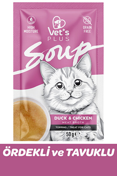 Vet's Plus Ördekli ve Tavuklu Kedi Çorbası 50gr (Tahılsız Sıvı Kedi Ödülü)