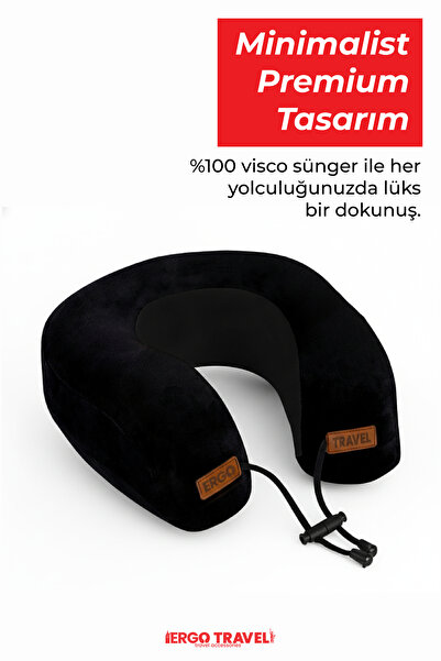 Viscofoam Lux Ortopedik Seyahat Yastığı Visco Boyun Destekli Seyahat Yastığı - Siyah | Ergo Travel