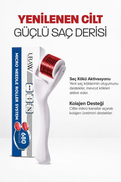 Uraw 0.50 mm Dermaroller with Titanium Needle |   Hair and Skin Care Applicator