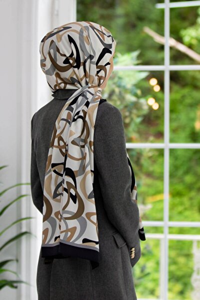 Vissona KREP BOOMERANG DESENLİ GRİ RENKLİ 75X195 KIRIŞMAZ ŞAL