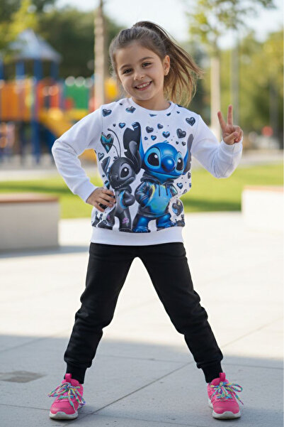 TOFİSA Girl's Black Printed Pajama Set - 28246-Black