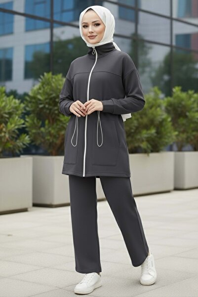 TOFİSA Modal Double Suit with Rubber Detail at the Waist and Zipper Pockets -...