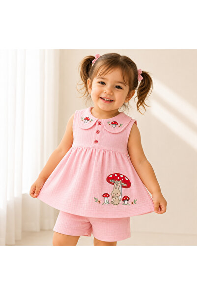 babymilk Embroidered Cotton Girls' Muslin Set