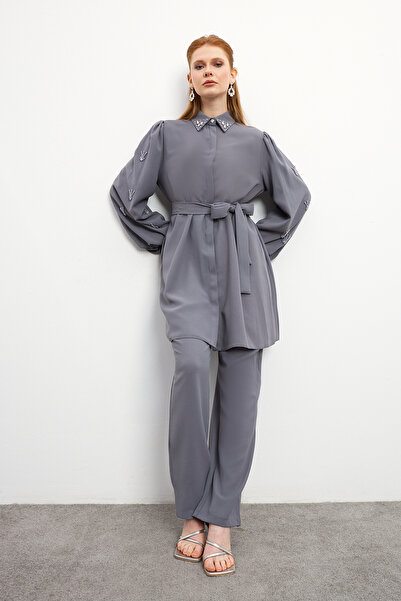 VAVİNOR Leora Tunic Trouser Set - Gray