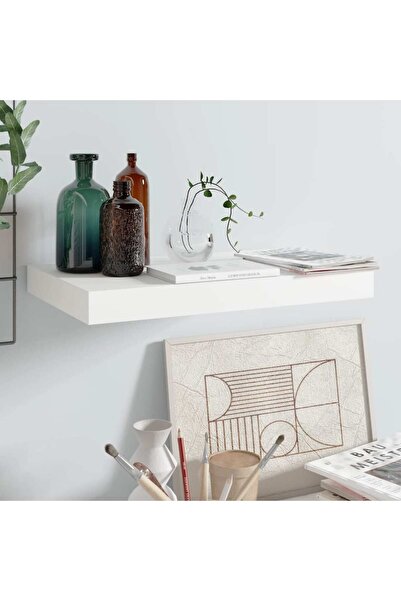 Concept Raft de perete suspendat, alb extralucios, 40x23x3,8 cm, MDF