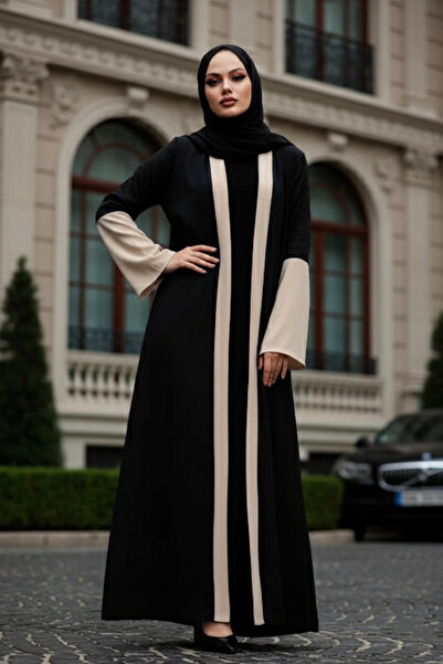 Neva Style عباية بيج بتفاصيل الأكمام 55510BEJ