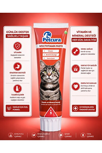 Kedi Malt Macunu Multivitamin Paste 100 g | MultiVitamin İçeren Tamamlayıcı Kedi Macunu