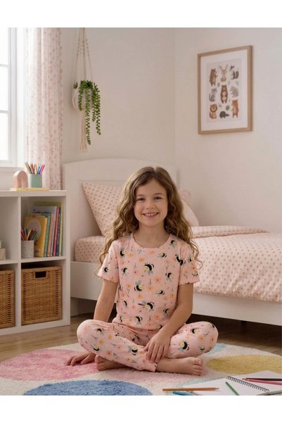 ARB Kız Çocuk Arı Desenli Pijama Takımı