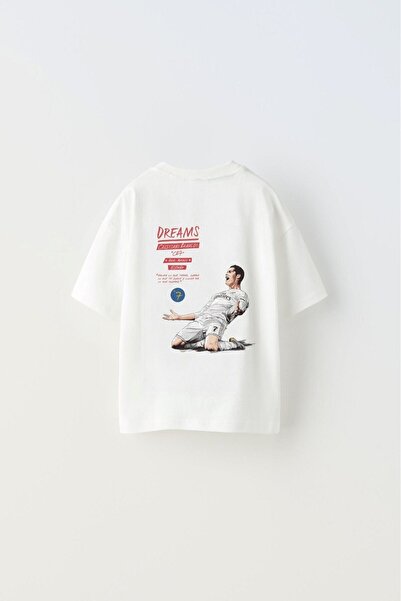 GIA - ART Bring Your Game Tricou alb pentru copii cu design de fotbal scris