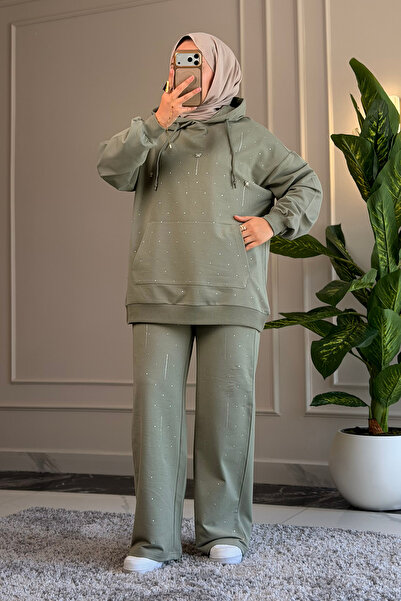 Suede Style 5540 - Set pentru femei, elegant și confortabil, cu glugă din lyc...
