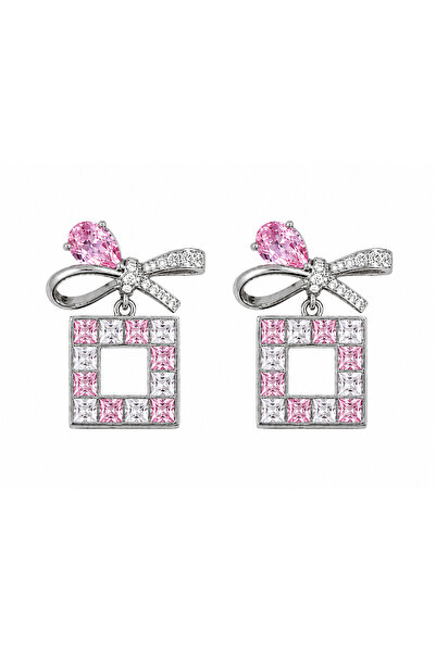 Store Diva Charm Silver Needle with Pink Stones and Bow Detail