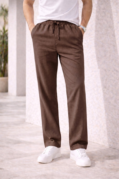 TheSeason Ανδρικό παντελόνι Jogger σε καφέ ελαστική μέση