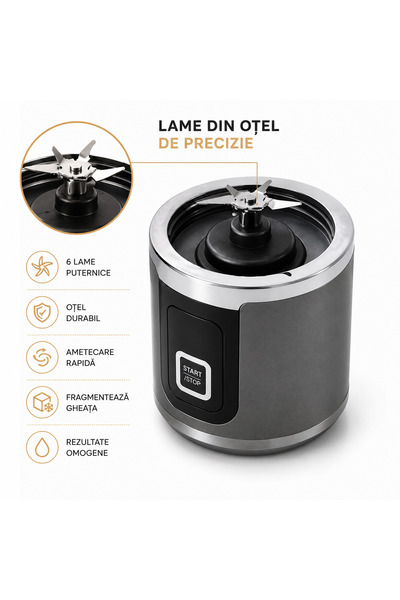 verk group Blender portabil alimentat prin USB – mixer pentru smoothie-uri și cocktailuri de 500 ml cu lumină LED