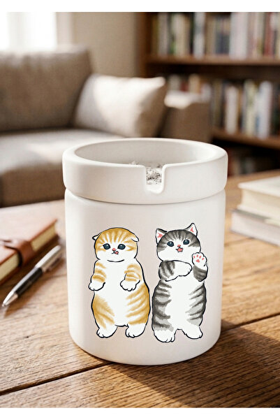 Cute Cats Printed Custom Design Printed Ceramic Ashtray Odorless Cullet