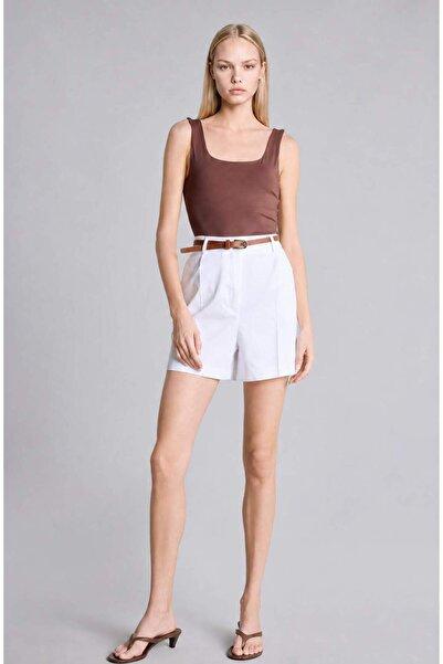 DeFacto Weiße Shorts mit hohem Taillengürtel und kurzem Bein D2603AX25SM