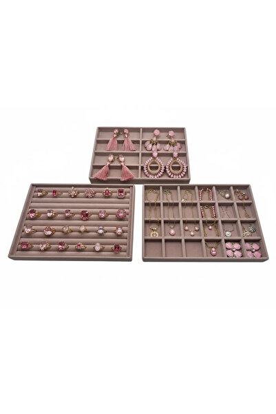 MeGass Dekor Bern Model Süet Kumaş Pembe Renk 34/24 cm 3 Lü TakımTakı Sergile...