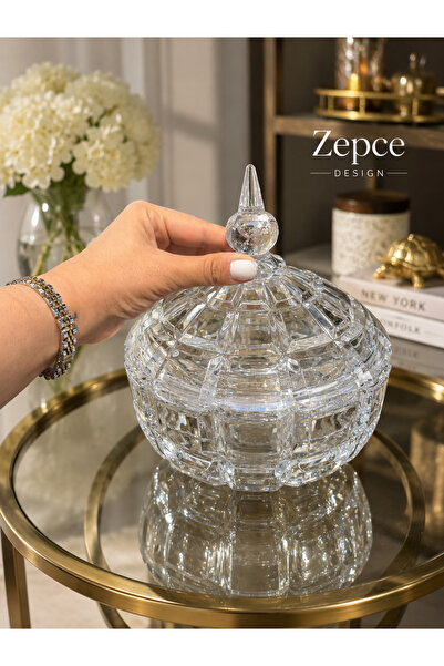 zepce design Dekoratif Cam Kapaklı Şekerlik&Kurabiyelik