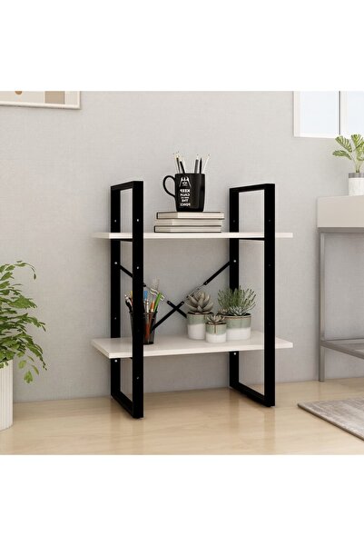 Concept Bibliotecă cu 2 rafturi, alb ,60x30x70 cm, lemn masiv de pin