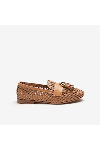 Frau Women's / Girls' Classic Shoes 95V6 Woven Leather Loafers with Tassels