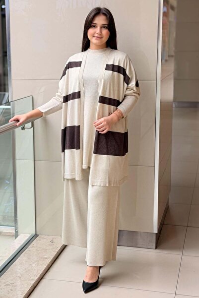Ghisa Sim Merserize İpli Tunik Yelek Pantolon 3'lü Set Takım