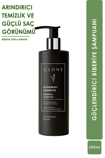 GLONE Biberiye Şampuanı | 250ml | %3 Procapil & Biotin | Saç Kökü Güçlendiric...