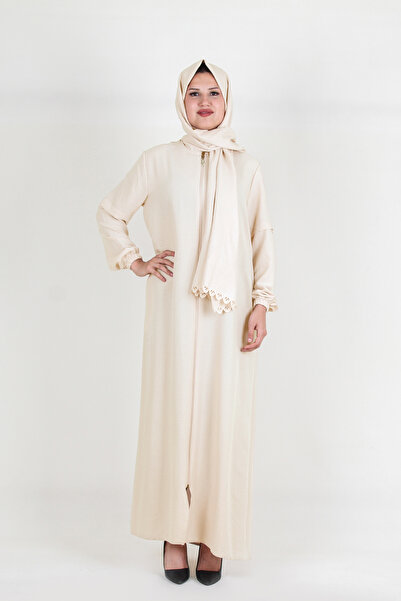 Nisrina Collection Arlina Uzun Şallı Fermuarlı Pamuk Aerobin Namaz Elbisesi