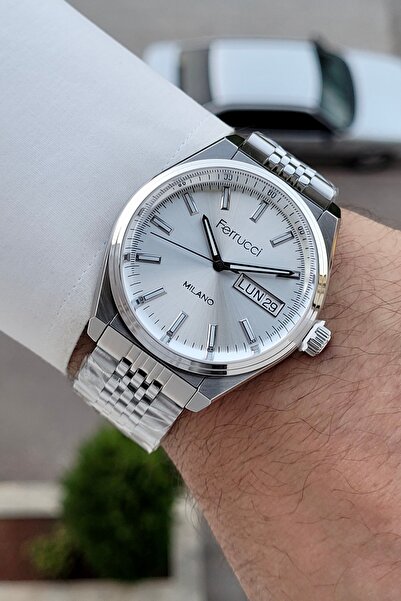 Ferrucci Silver Renk 24 Ay Garantili 40 Mm Erkek Kol Saati